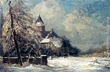 A Church In A Snow Covered Landscape by Louis Apol